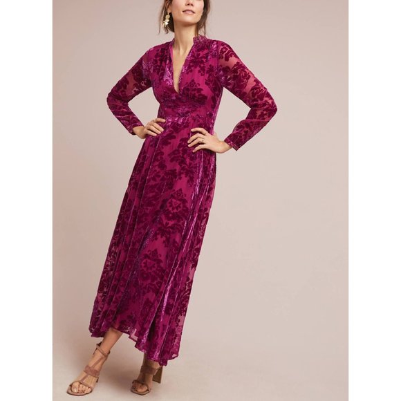 Anthropologie Dresses & Skirts - Anthropologie Yumi Kim Velvet Raspberry Wrap Dress